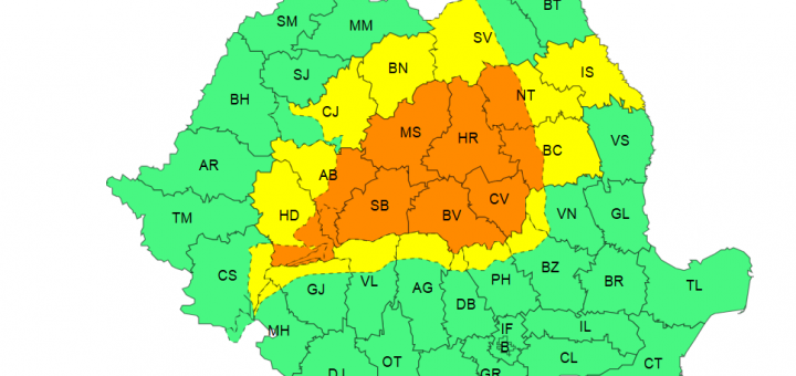 HOTNEWS.RO: ANM a actualizat prognoza meteo: noi coduri portocaliu și galben de furtuni și vijelii. HARTA zonelor vizate
