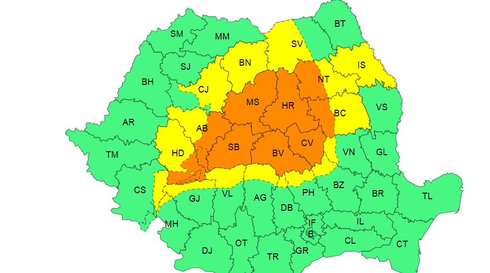 HOTNEWS.RO: ANM a actualizat prognoza meteo: noi coduri portocaliu și galben de furtuni și vijelii. HARTA zonelor vizate