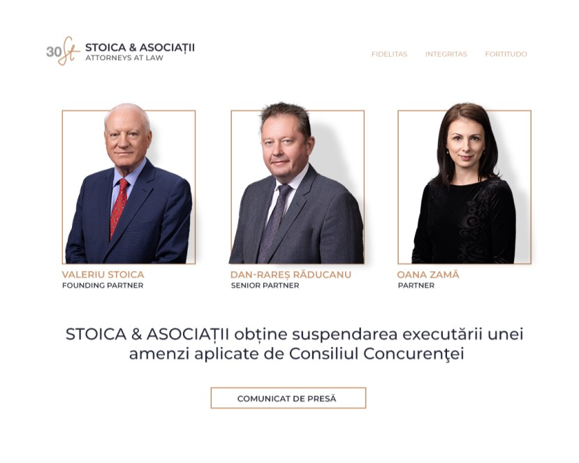 HOTNEWS.RO: STOICA & ASOCIAȚII obține suspendarea executării unei amenzi aplicate de Consiliul Concurenţei