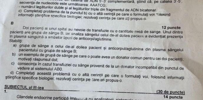 HOTNEWS.RO: Subiecte la Biologie simulare BAC 2026. Ce au avut de rezolvat elevii la Anatomie